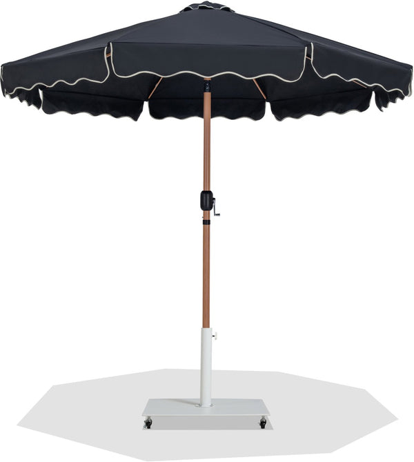 Meridian Furniture Amalfi Cantilever Patio Umbrella Set with Teak Pole and Weather Resistant Canopy 55017Black-AW