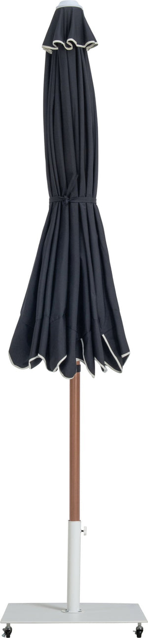 Meridian Furniture Amalfi Cantilever Patio Umbrella Set with Teak Pole and Weather Resistant Canopy 55017Black-AW