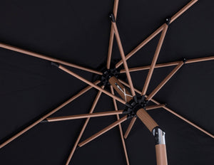 Meridian Furniture Amalfi Cantilever Patio Umbrella Set with Teak Pole and Weather Resistant Canopy 55017Black-AW