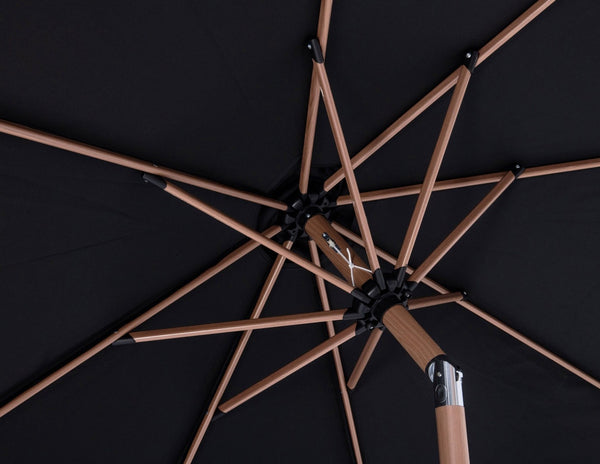 Meridian Furniture Amalfi Cantilever Patio Umbrella Set with Teak Pole and Weather Resistant Canopy 55017Black-AW
