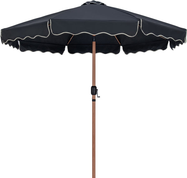 Meridian Furniture Amalfi Cantilever Patio Umbrella Set with Teak Pole and Weather Resistant Canopy 55017Black-AW