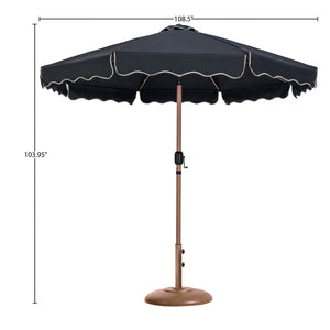 Meridian Furniture Amalfi Resort Style Outdoor Patio Umbrella with Teak Pole and Uv Resistant Canopy 55017Black-BT
