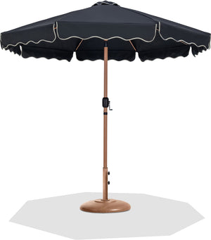 Meridian Furniture Amalfi Resort Style Outdoor Patio Umbrella with Teak Pole and Uv Resistant Canopy 55017Black-BT