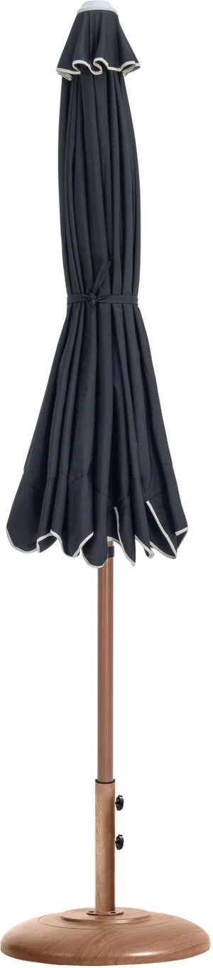 Meridian Furniture Amalfi Resort Style Outdoor Patio Umbrella with Teak Pole and Uv Resistant Canopy 55017Black-BT
