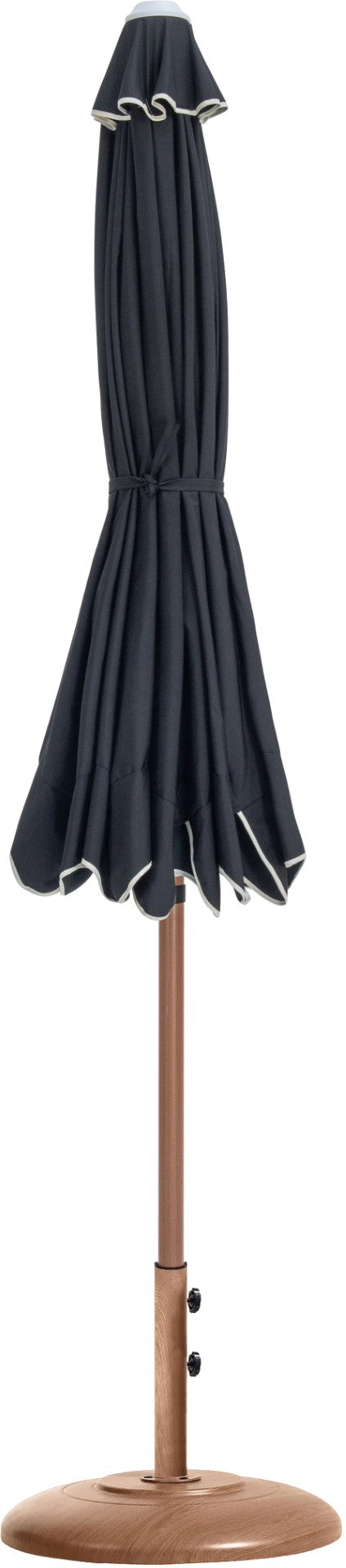 Meridian Furniture Amalfi Resort Style Outdoor Patio Umbrella with Teak Pole and Uv Resistant Canopy 55017Black-BT