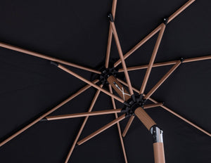 Meridian Furniture Amalfi Resort Style Outdoor Patio Umbrella with Teak Pole and Uv Resistant Canopy 55017Black-BT