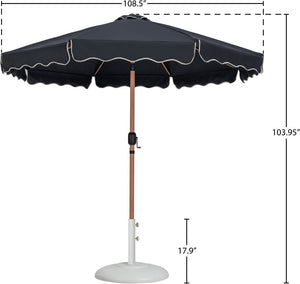 Meridian Furniture Amalfi Outdoor Patio Umbrella with Base Resort Style Water Resistant Canopy 55017Black-BW