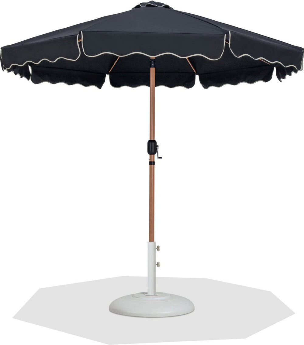 Meridian Furniture Amalfi Outdoor Patio Umbrella with Base Resort Style Water Resistant Canopy 55017Black-BW