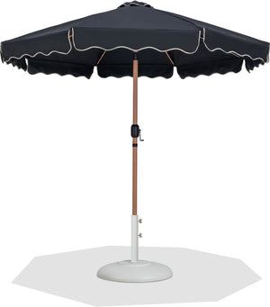 Meridian Furniture Amalfi Outdoor Patio Umbrella with Base Resort Style Water Resistant Canopy 55017Black-BW