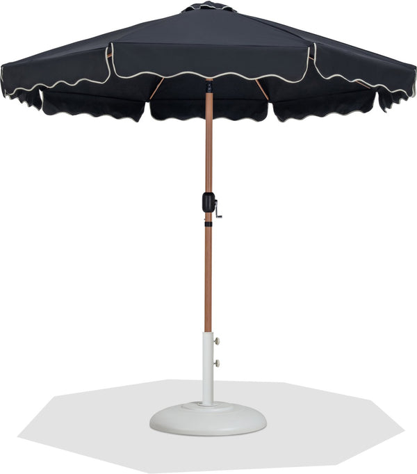 Meridian Furniture Amalfi Outdoor Patio Umbrella with Base Resort Style Water Resistant Canopy 55017Black-BW