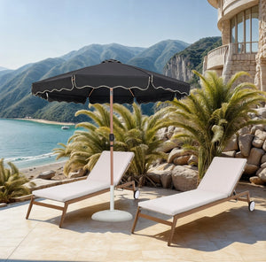 Meridian Furniture Amalfi Outdoor Patio Umbrella with Base Resort Style Water Resistant Canopy 55017Black-BW