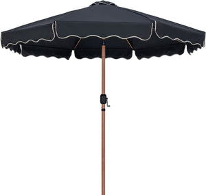Meridian Furniture Amalfi Outdoor Patio Umbrella with Base Resort Style Water Resistant Canopy 55017Black-BW