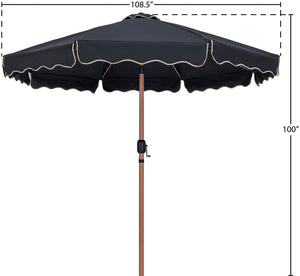 Meridian Furniture Amalfi Resort Style Outdoor Patio Umbrella Uv Resistant Polyester Canopy with Aluminum Pole Black Style 1 55017Black-U