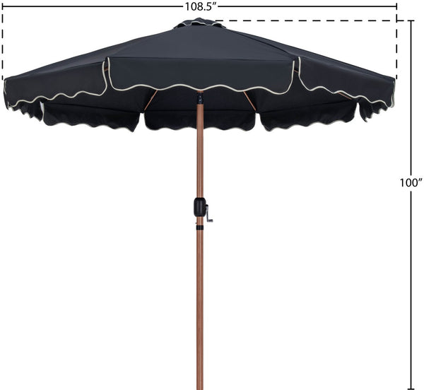 Meridian Furniture Amalfi Resort Style Outdoor Patio Umbrella Uv Resistant Polyester Canopy with Aluminum Pole Black Style 1 55017Black-U