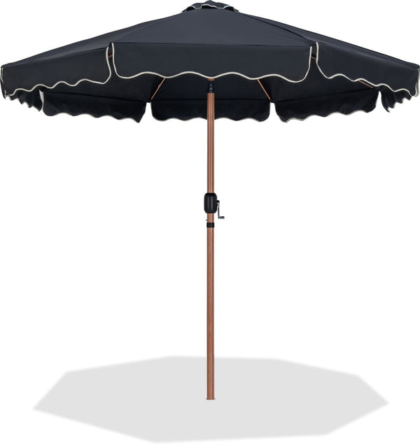 Meridian Furniture Amalfi Resort Style Outdoor Patio Umbrella Uv Resistant Polyester Canopy with Aluminum Pole Black Style 1 55017Black-U