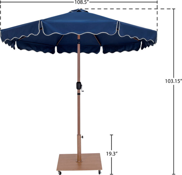 Meridian Furniture Amalfi 9 Foot Outdoor Patio Umbrella with Wheeled Base and Water Resistant Canopy 55017Navy-AT