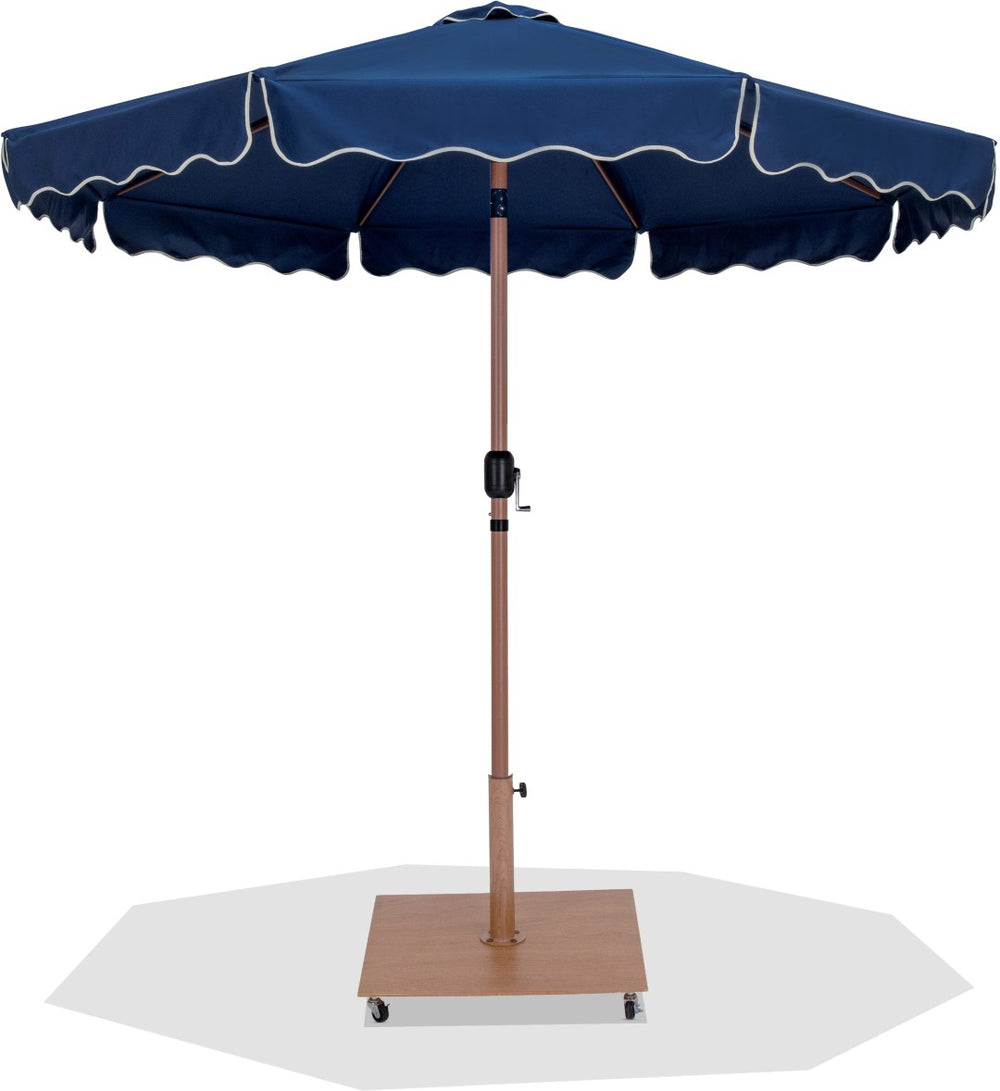 Meridian Furniture Amalfi 9 Foot Outdoor Patio Umbrella with Wheeled Base and Water Resistant Canopy 55017Navy-AT