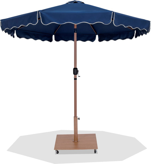 Meridian Furniture Amalfi 9 Foot Outdoor Patio Umbrella with Wheeled Base and Water Resistant Canopy 55017Navy-AT