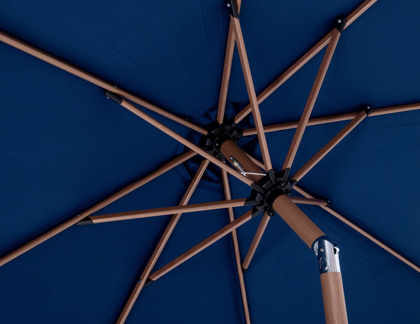 Meridian Furniture Amalfi 9 Foot Outdoor Patio Umbrella with Wheeled Base and Water Resistant Canopy 55017Navy-AT