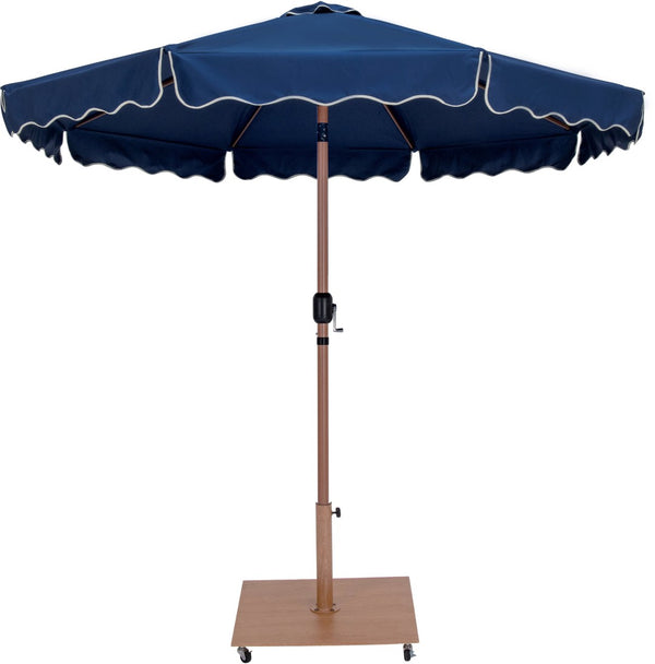 Meridian Furniture Amalfi 9 Foot Outdoor Patio Umbrella with Wheeled Base and Water Resistant Canopy 55017Navy-AT