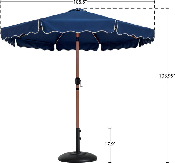 Meridian Furniture Amalfi Resort Style Outdoor Patio Umbrella with Base Water Resistant Polyester 55017Navy-BB