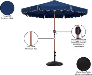Meridian Furniture Amalfi Resort Style Outdoor Patio Umbrella with Base Water Resistant Polyester 55017Navy-BB
