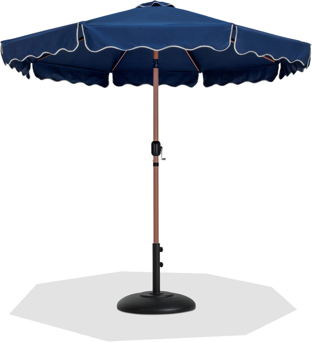 Meridian Furniture Amalfi Resort Style Outdoor Patio Umbrella with Base Water Resistant Polyester 55017Navy-BB