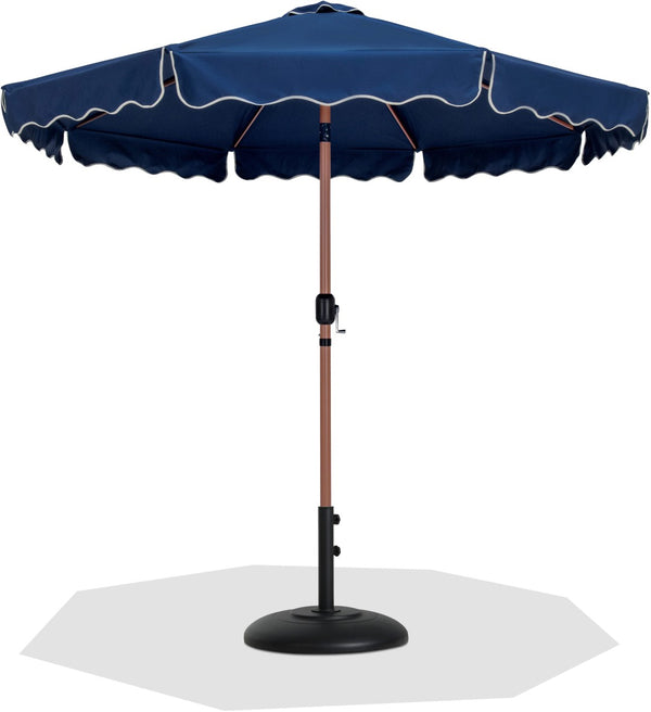 Meridian Furniture Amalfi Resort Style Outdoor Patio Umbrella with Base Water Resistant Polyester 55017Navy-BB