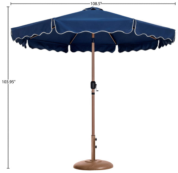 Meridian Furniture Amalfi Resort Style Patio Umbrella with Base Navy Polyester Uv Resistant Shade 55017Navy-BT