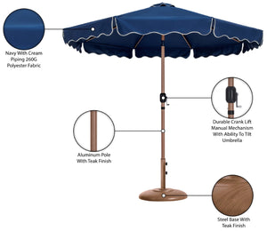 Meridian Furniture Amalfi Resort Style Patio Umbrella with Base Navy Polyester Uv Resistant Shade 55017Navy-BT