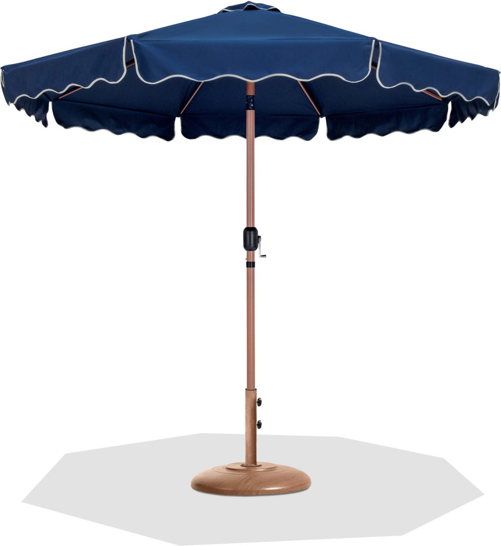 Meridian Furniture Amalfi Resort Style Patio Umbrella with Base Navy Polyester Uv Resistant Shade 55017Navy-BT