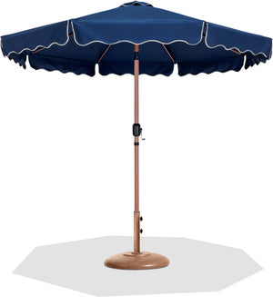 Meridian Furniture Amalfi Resort Style Patio Umbrella with Base Navy Polyester Uv Resistant Shade 55017Navy-BT