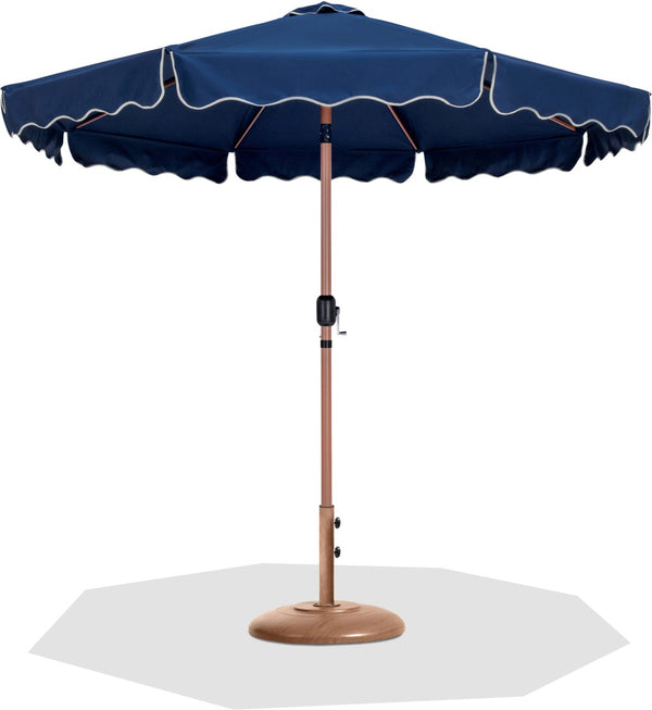 Meridian Furniture Amalfi Resort Style Patio Umbrella with Base Navy Polyester Uv Resistant Shade 55017Navy-BT