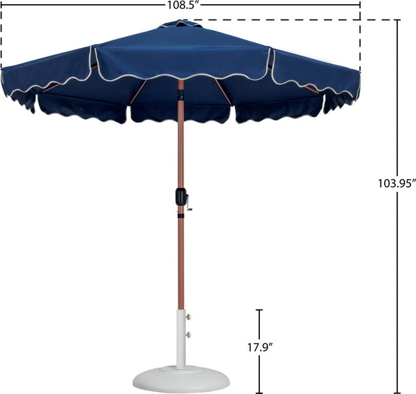 Meridian Furniture Amalfi Resort Style Outdoor Patio Umbrella with Teak Pole Water Resistant Canopy 55017Navy-BW