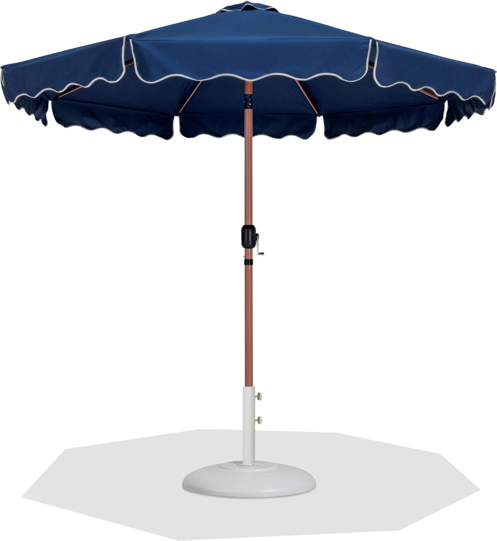 Meridian Furniture Amalfi Resort Style Outdoor Patio Umbrella with Teak Pole Water Resistant Canopy 55017Navy-BW