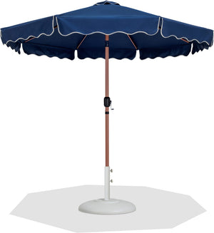Meridian Furniture Amalfi Resort Style Outdoor Patio Umbrella with Teak Pole Water Resistant Canopy 55017Navy-BW