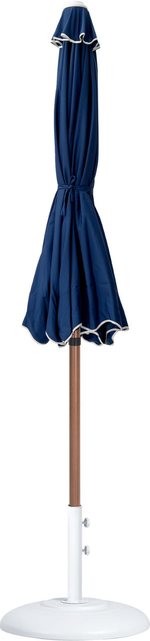 Meridian Furniture Amalfi Resort Style Outdoor Patio Umbrella with Teak Pole Water Resistant Canopy 55017Navy-BW