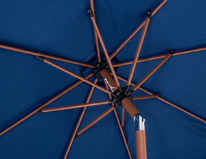 Meridian Furniture Amalfi Resort Style Outdoor Patio Umbrella with Teak Pole Water Resistant Canopy 55017Navy-BW