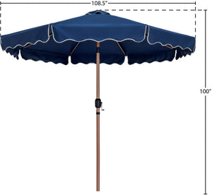 Meridian Furniture Amalfi Resort Style Outdoor Patio Umbrella Uv Resistant Polyester Canopy with Aluminum Pole Navy Style 1 55017Navy-U