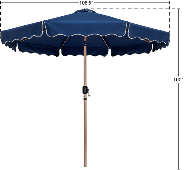 Meridian Furniture Amalfi Resort Style Outdoor Patio Umbrella Uv Resistant Polyester Canopy with Aluminum Pole Navy Style 1 55017Navy-U