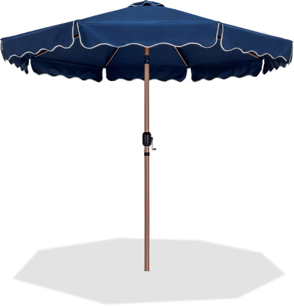 Meridian Furniture Amalfi Resort Style Outdoor Patio Umbrella Uv Resistant Polyester Canopy with Aluminum Pole Navy Style 1 55017Navy-U