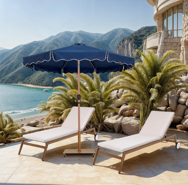 Meridian Furniture Amalfi Resort Style Outdoor Patio Umbrella Uv Resistant Polyester Canopy with Aluminum Pole Navy Style 1 55017Navy-U
