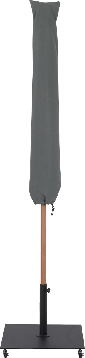 Meridian Furniture Amalfi Resort Style Patio Umbrella Set with Wheeled Base and Teak Aluminum Pole 55017White-AB