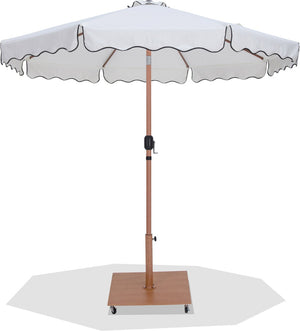 Meridian Furniture Amalfi Resort Style Outdoor Patio Umbrella with Teak Pole and Rolling Base Set 55017White-AT