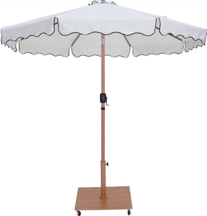 Meridian Furniture Amalfi Resort Style Outdoor Patio Umbrella with Teak Pole and Rolling Base Set 55017White-AT