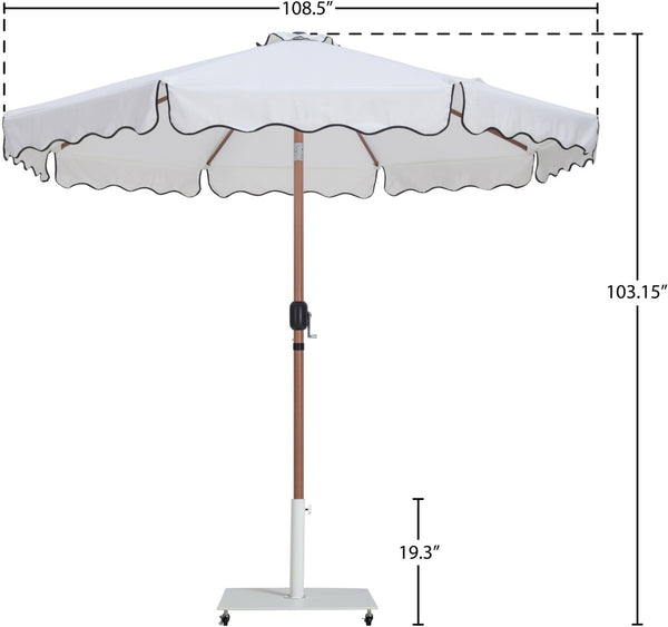 Meridian Furniture Amalfi Resort Style Patio Umbrella with Caster Base Water Resistant White Canopy 55017White-AW