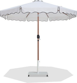 Meridian Furniture Amalfi Resort Style Patio Umbrella with Caster Base Water Resistant White Canopy 55017White-AW