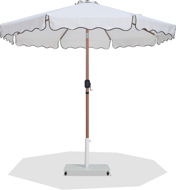 Meridian Furniture Amalfi Resort Style Patio Umbrella with Caster Base Water Resistant White Canopy 55017White-AW
