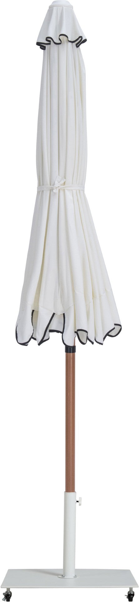 Meridian Furniture Amalfi Resort Style Patio Umbrella with Caster Base Water Resistant White Canopy 55017White-AW