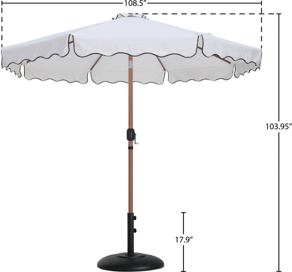Meridian Furniture Amalfi Outdoor Patio Umbrella Set with Teak Pole White Canopy and Matte Black Base 55017White-BB
